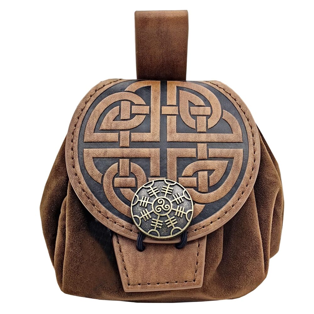 8880 Medieval Faux Leather Pouch Nordic Viking Drawstring Coin Purse Dice